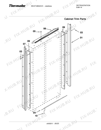 Схема №15 KBUIT4870A 48" SXS REFRIG CUSTOM (ICEMAKER) с изображением Кабель для посудомоечной машины Bosch 00491843